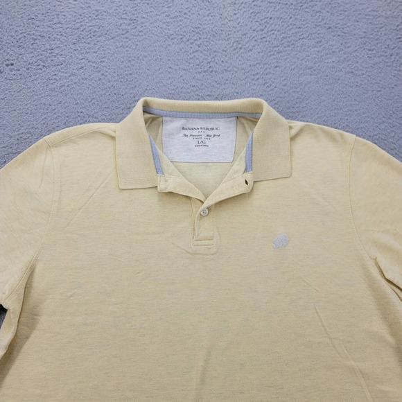 Banana Republic Shirt Mens Large Yellow Polo Golf Short Sleeve Classiccore Logo - Picture 3 of 14